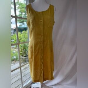 Yellow Button-Down Sleeveless Dress